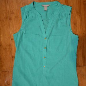 Green button down blouse